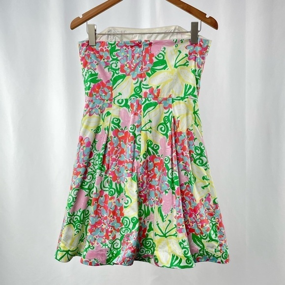 Lilly Pulitzer Strapless‎ Cotton Floral Mini Dress in Multi Size 6 - Picture 3 of 5